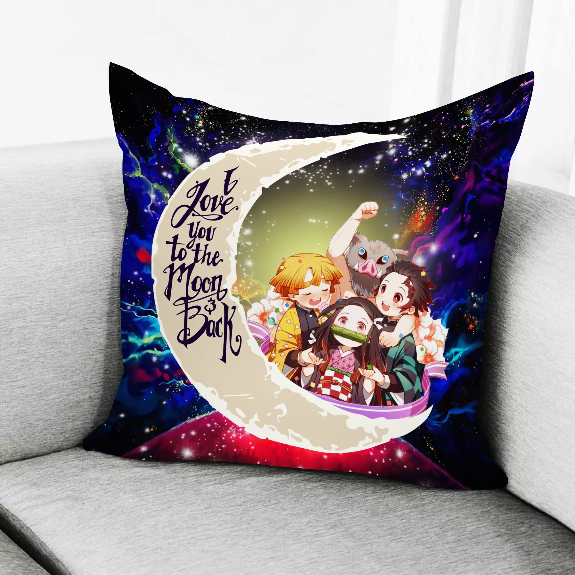 Demon Slayer Team Love Moon And Back Anime Pillowcase Room Decor