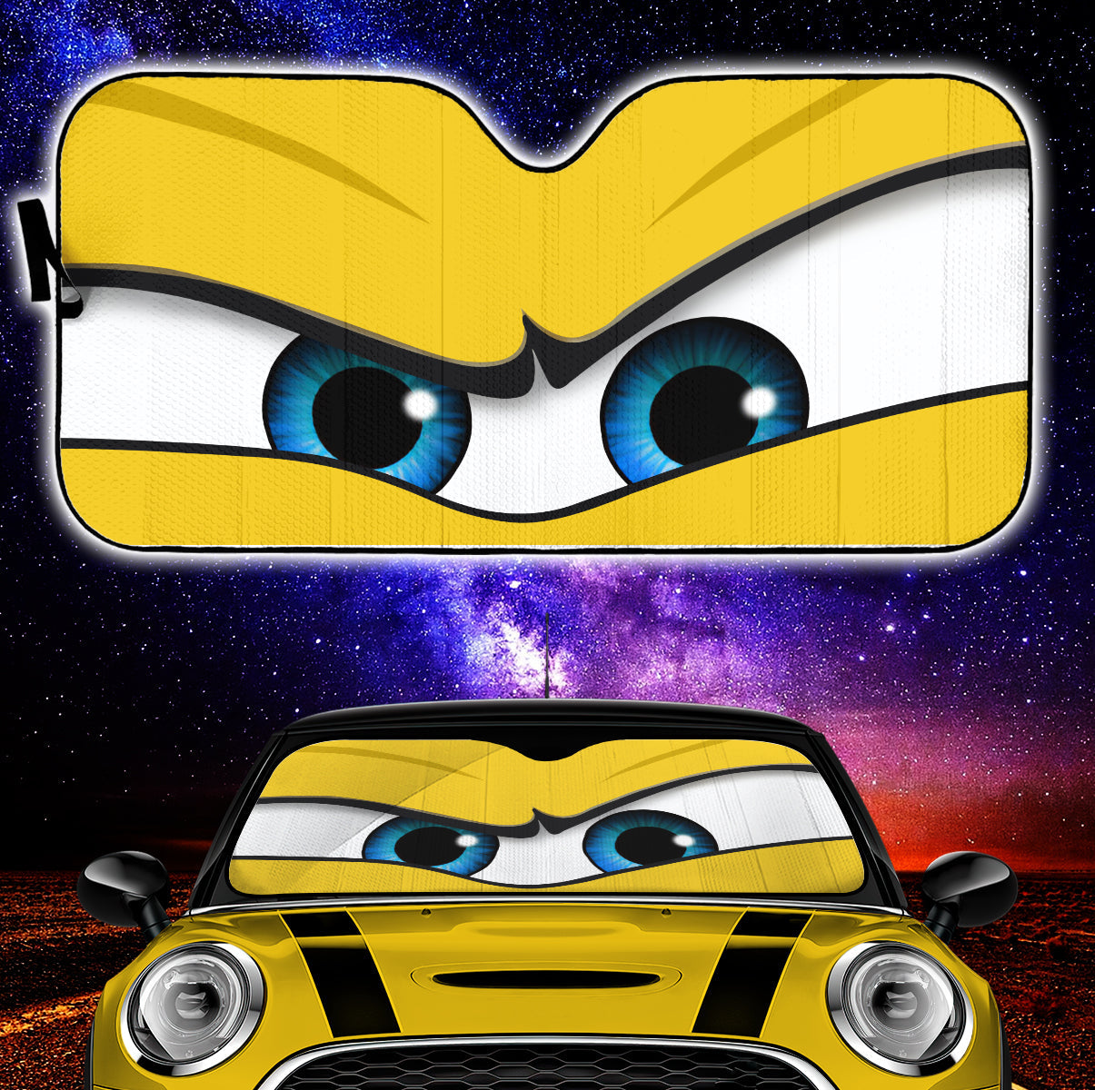 Yellow Angry Eyes Car Auto Sun Shades Nearkii