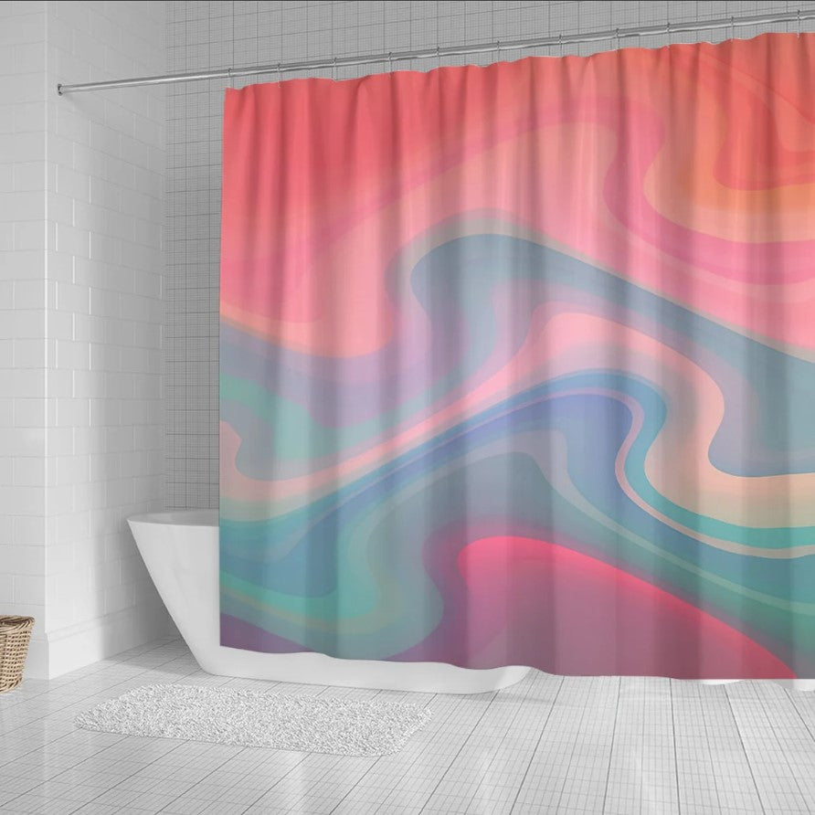 Retro Colorful Wave Shower Curtain