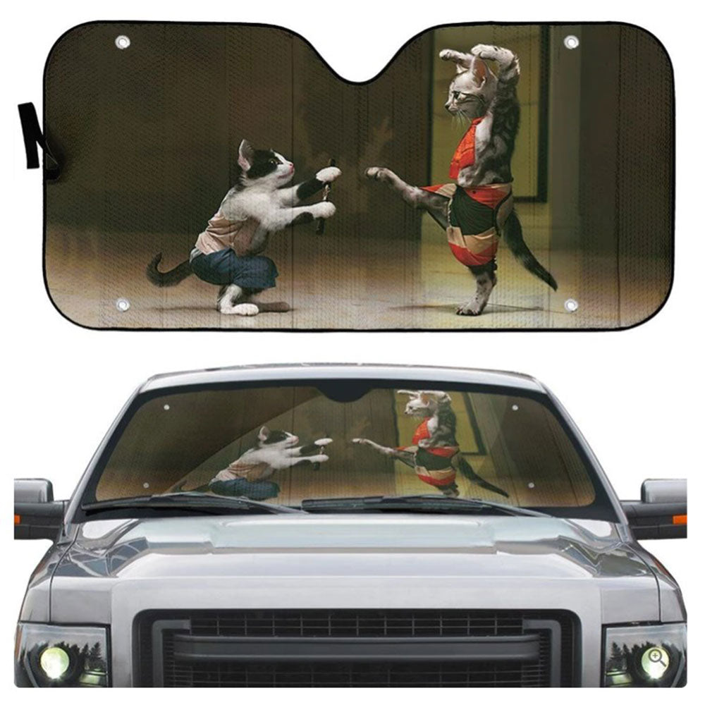 Funny Cat Fight Custom Car Auto Sun Shades Windshield Accessories Decor Gift Nearkii