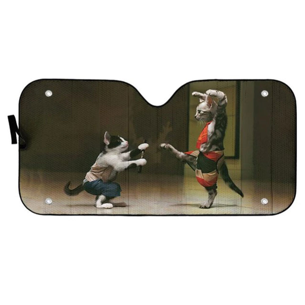 Funny Cat Fight Custom Car Auto Sun Shades Windshield Accessories Decor Gift Nearkii