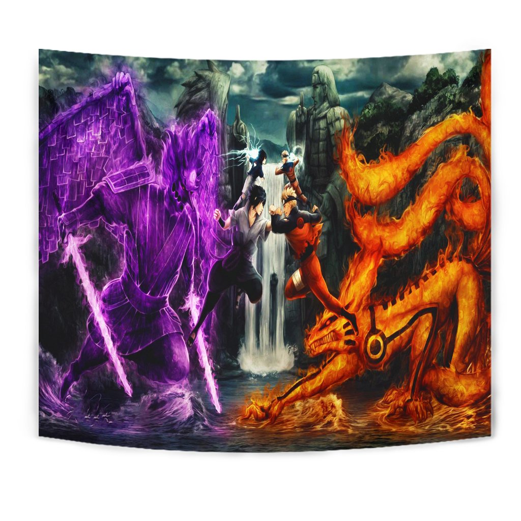 Naruto Vs Sasuke Anime Tapestry Room Decor Nearkii