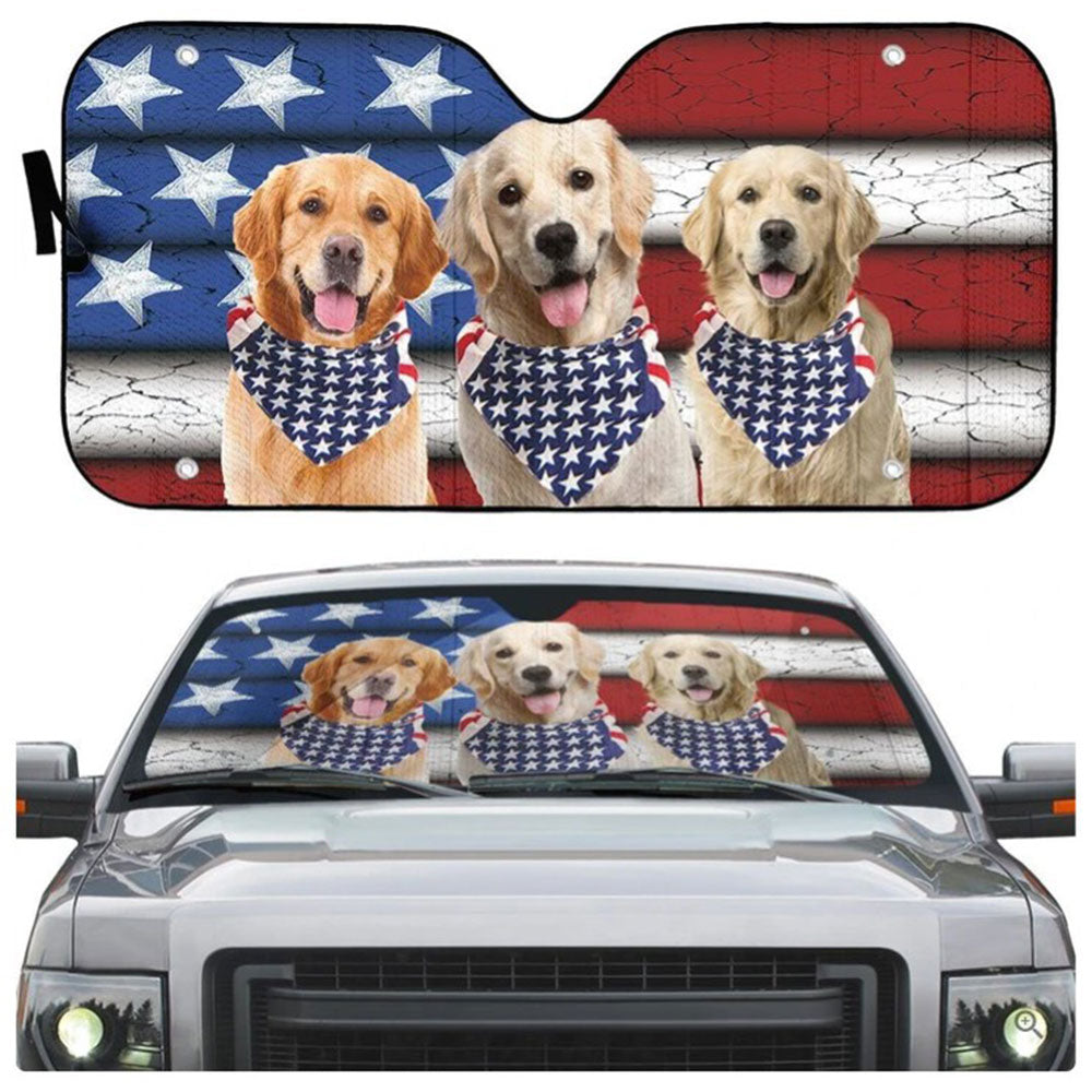 Golden Retriever USA Flag Custom Car Auto Sun Shades Windshield Accessories Decor Gift Nearkii