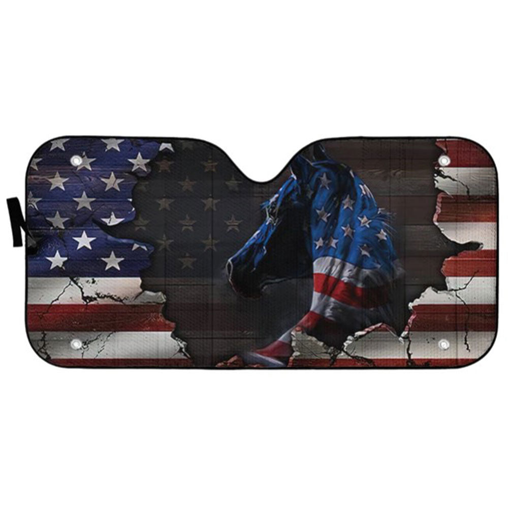 Horse American Flag Custom Car Auto Sun Shades Windshield Accessories Decor Gift Nearkii