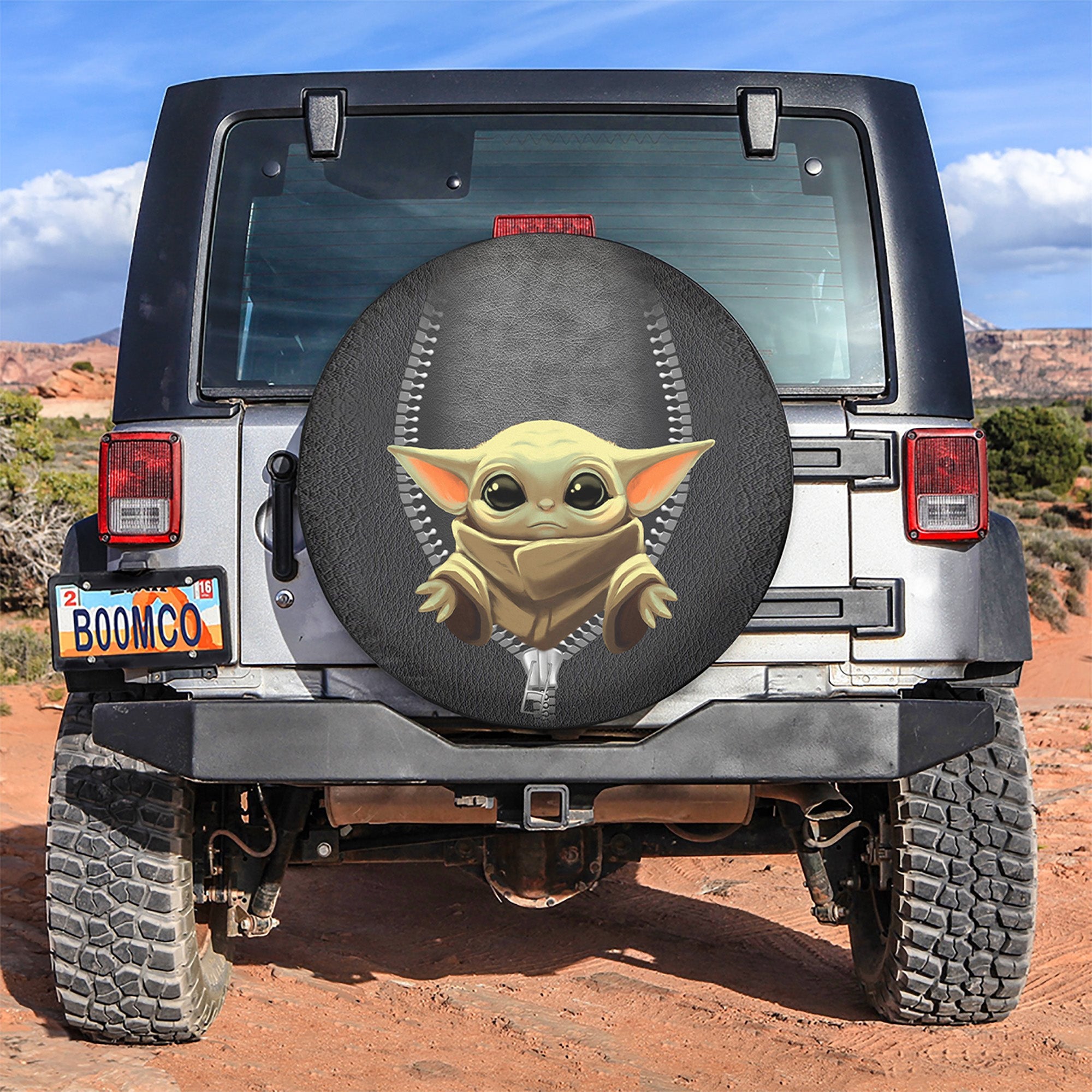 Baby Yoda Zipper Car Spare Tire Cover Gift For Campers Nearkii