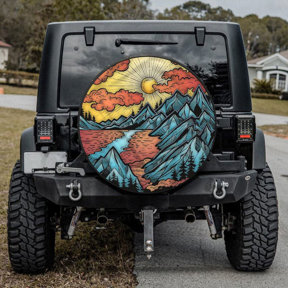 Mountain Is Calling Art Jeep Car Spare Tire Cover Gift For Campers Nearkii