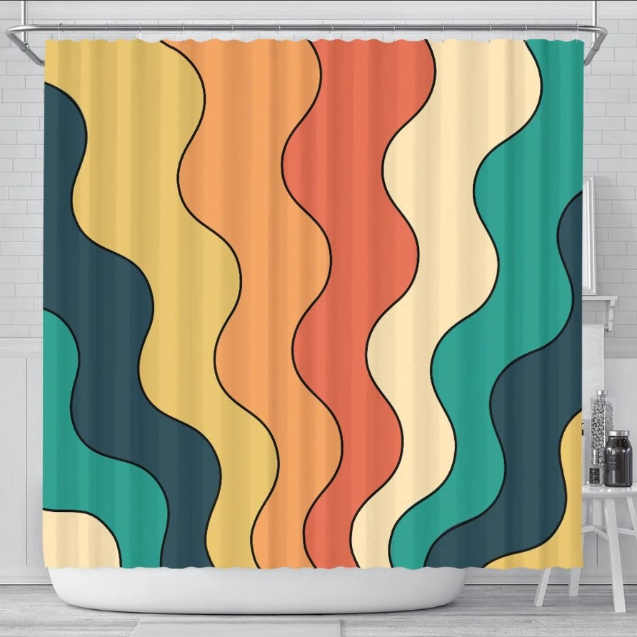 Vintage Wave Art Shower Curtain