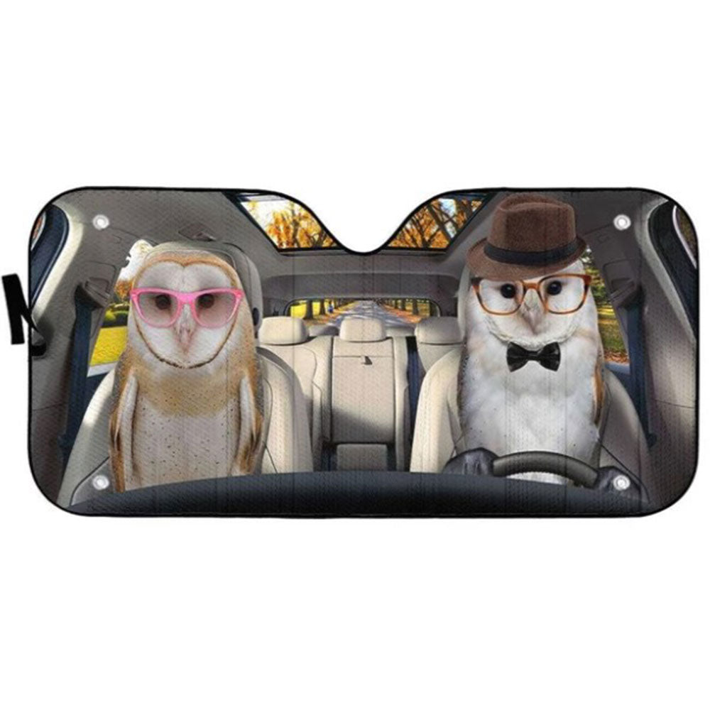 Barn Owls Couple Car Auto Sun Shades Windshield Accessories Decor Gift Nearkii