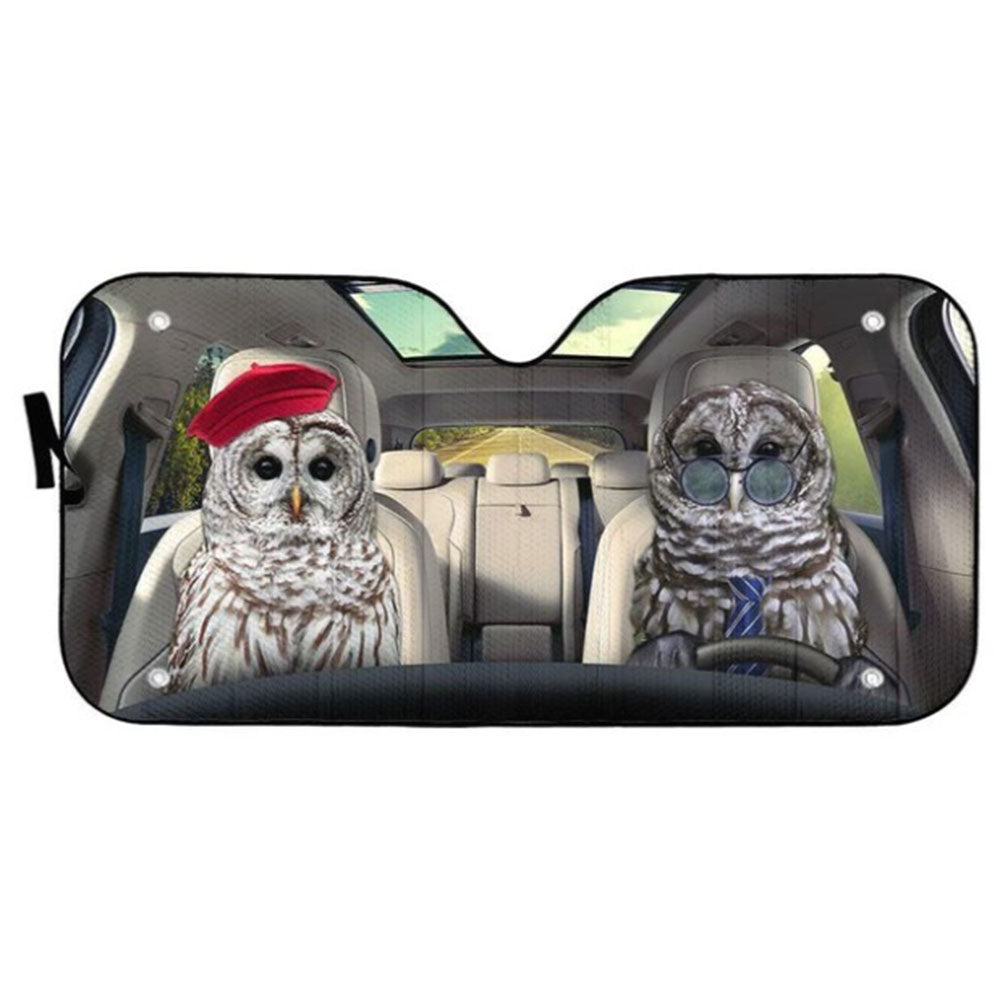 Barred Owls Couple Car Auto Sun Shades Windshield Accessories Decor Gift Nearkii