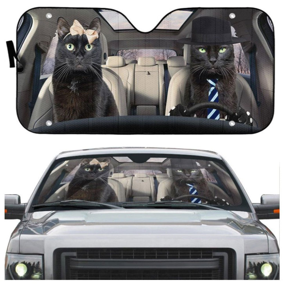 Black Cat Couple Car Auto Sun Shades Windshield Accessories Decor Gift Nearkii