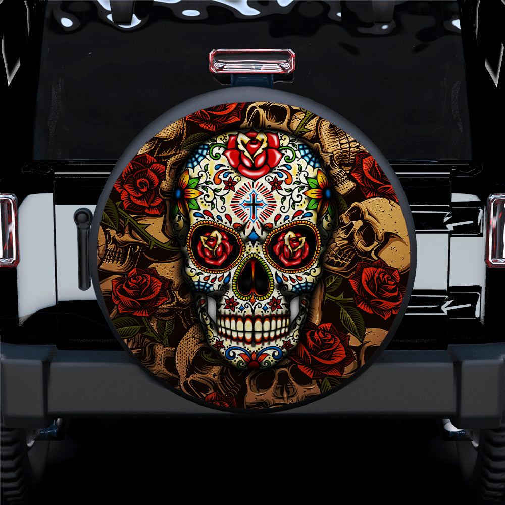 Skull Vintage Car Spare Tire Covers Gift For Campers Nearkii