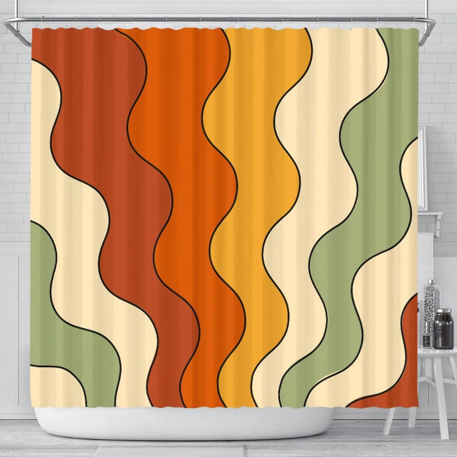 Vintage Wave Art Shower Curtain