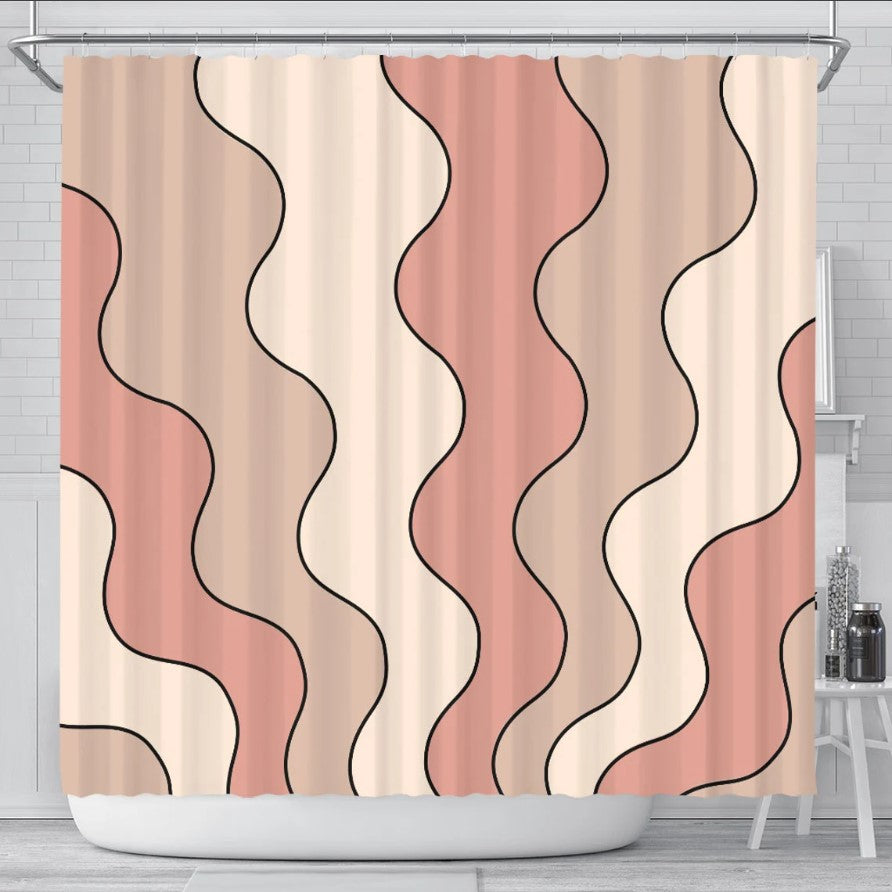 Vintage Wave Colorful Art Shower Curtain