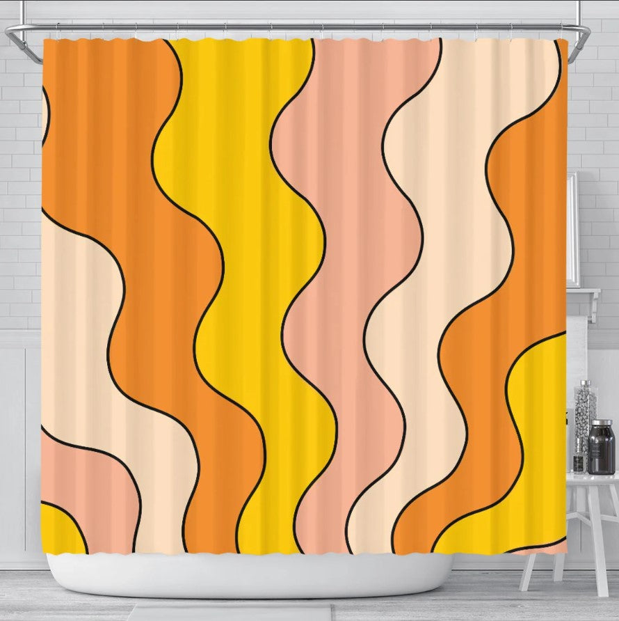 Awesome Vintage Wave Art Shower Curtain