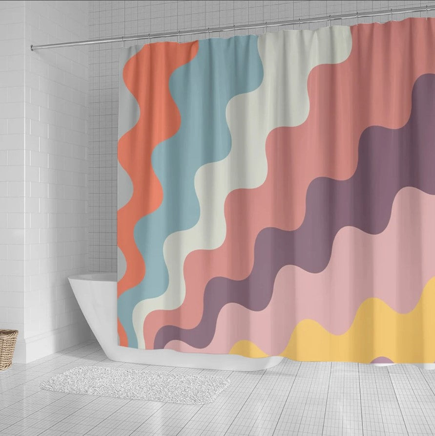 Awesome Colorful Retro Wave Shower Curtain