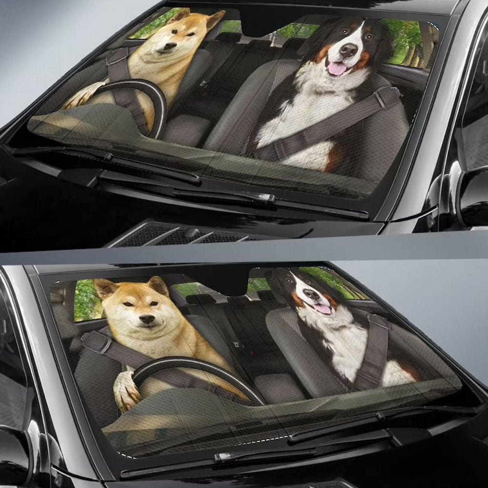 Cute Dogs Car Auto Sun Shades Windshield Accessories Decor Gift Nearkii