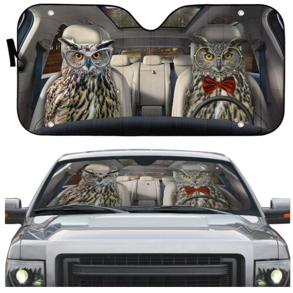 Eagle Owls Couple Car Auto Sun Shades Windshield Accessories Decor Gift Nearkii