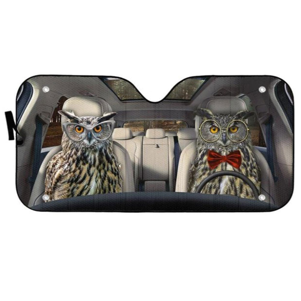 Eagle Owls Couple Car Auto Sun Shades Windshield Accessories Decor Gift Nearkii