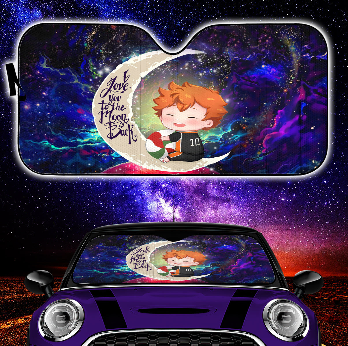 Cute Hinata Haikyuu Love You To The Moon Galaxy Car Auto Sunshades Nearkii