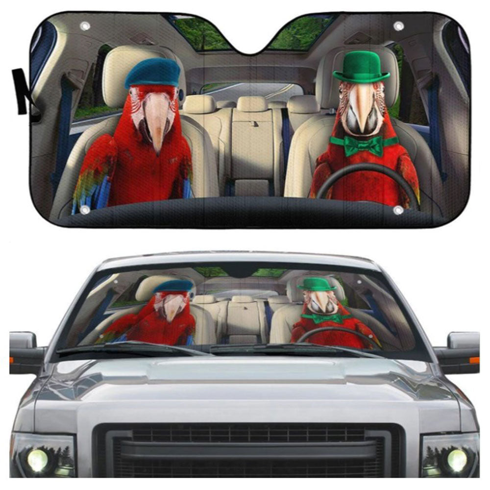 Green Winged Macaw Parrot Car Auto Sun Shades Windshield Accessories Decor Gift Nearkii