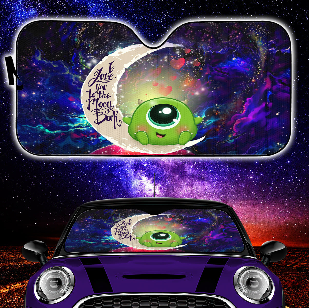 Cute Mike Monster Inc Love You To The Moon Galaxy Car Auto Sunshades Nearkii