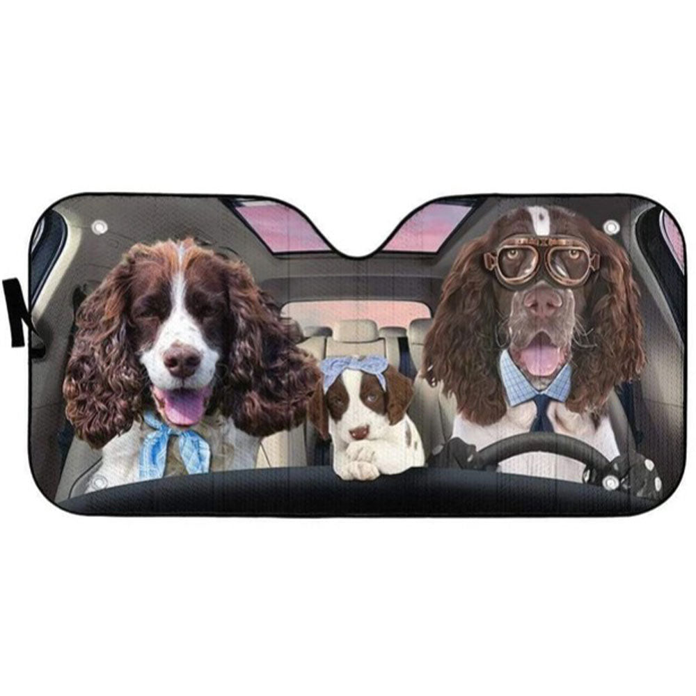 English Springer Spaniel Family Custom Car Auto Sun Shades Windshield Accessories Decor Gift Nearkii