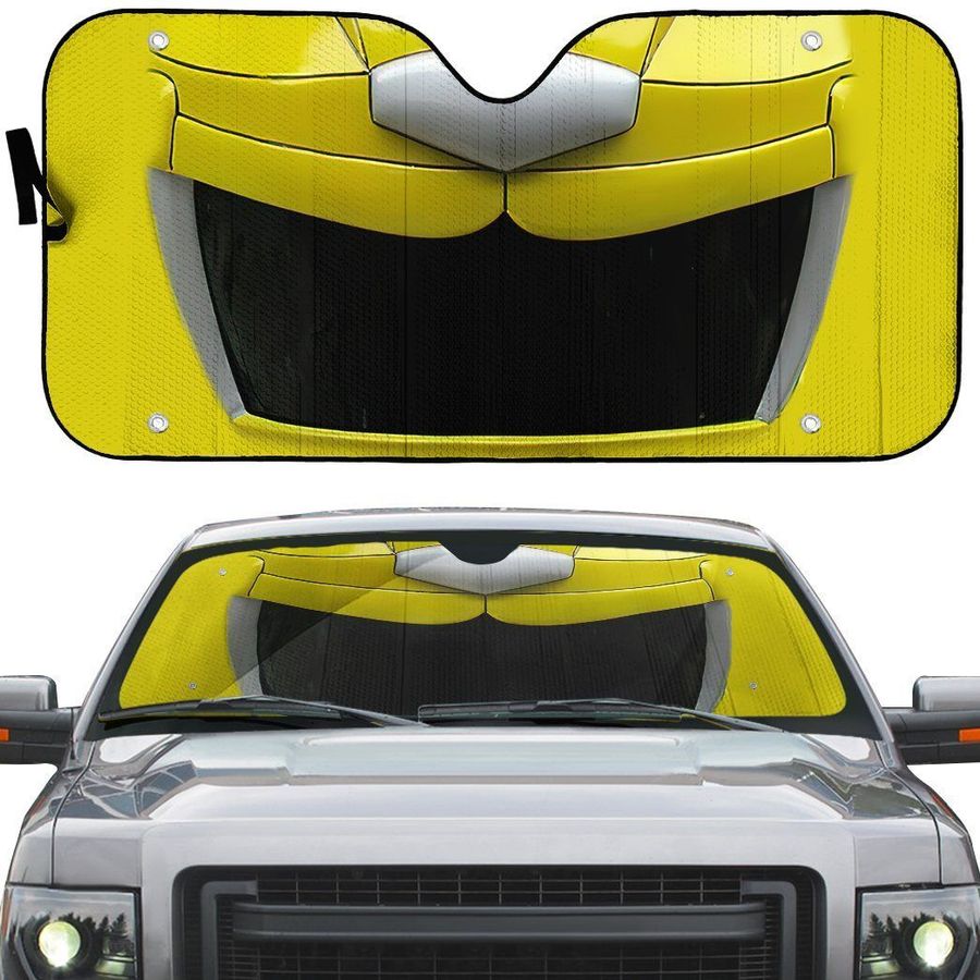 Mighty Morphin Yellow Power Ranger Helmet Custom Car Auto Sunshade Windshield Accessories Decor Gift Nearkii