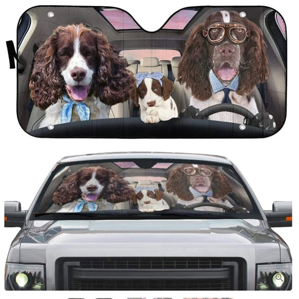 English Springer Spaniel Family Custom Car Auto Sun Shades Windshield Accessories Decor Gift Nearkii