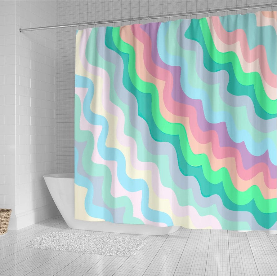 Retro Wave Colorful Shower Curtain