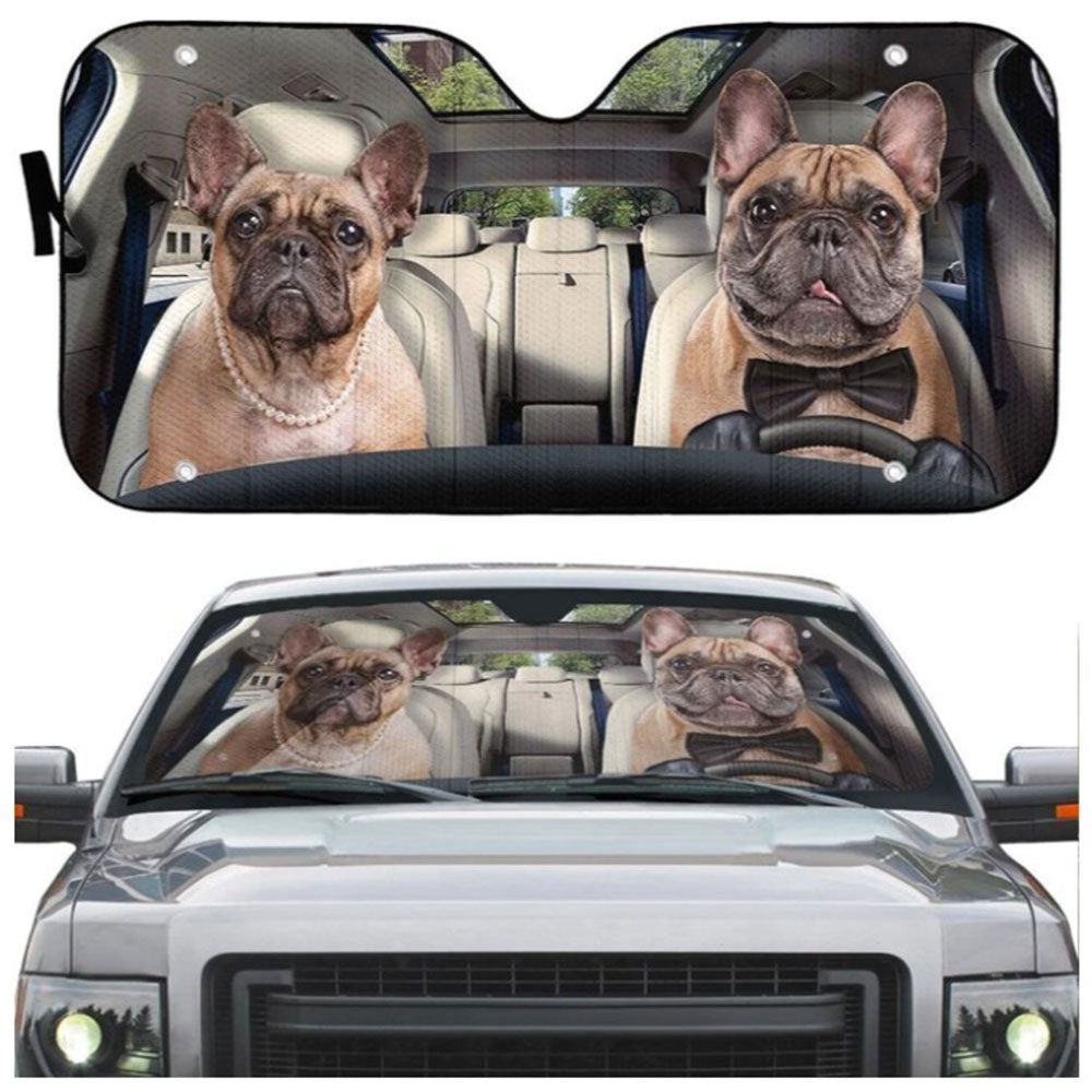 Bulldog Couple Custom Car Auto Sun Shades Windshield Accessories Decor Gift Nearkii