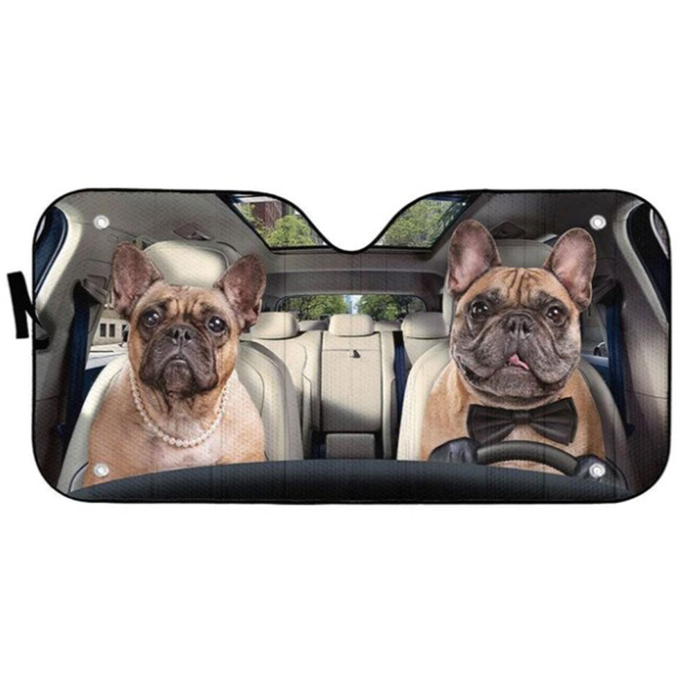 Bulldog Couple Custom Car Auto Sun Shades Windshield Accessories Decor Gift Nearkii