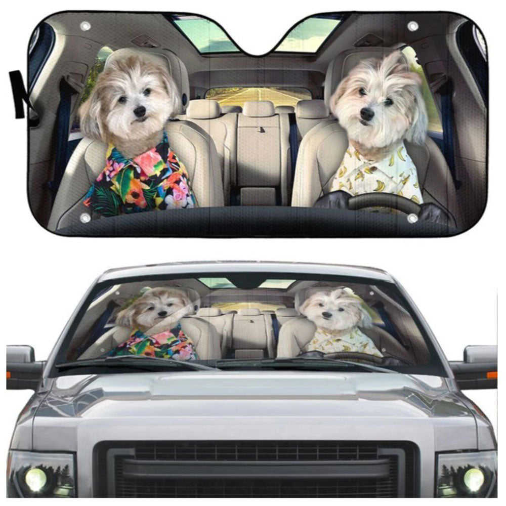 Couple Lovely Shih Tzu Puppies Custom Car Auto Sun Shades Windshield Accessories Decor Gift Nearkii