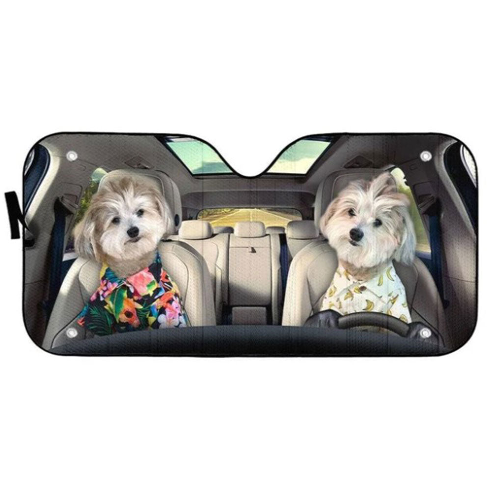 Couple Lovely Shih Tzu Puppies Custom Car Auto Sun Shades Windshield Accessories Decor Gift Nearkii