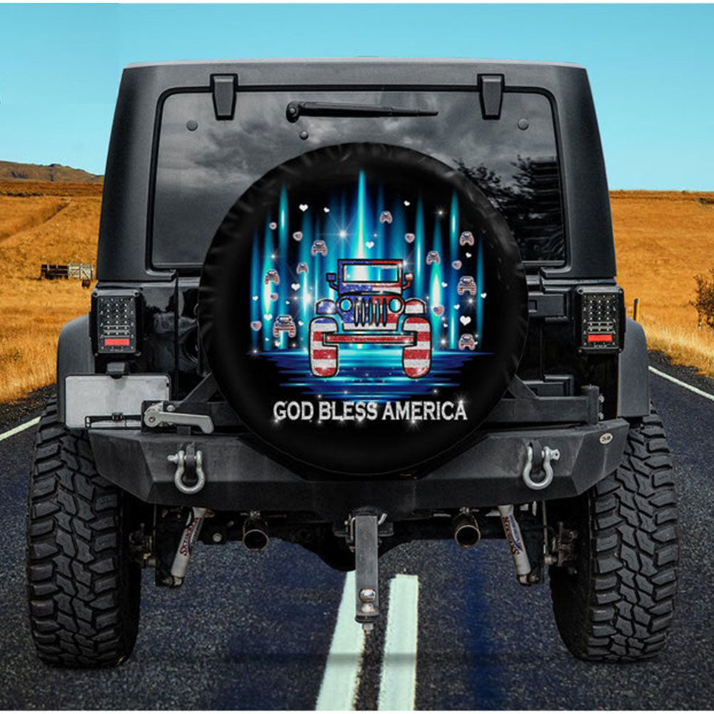 God Bless America Jeep Car Spare Tire Cover Gift For Campers Nearkii