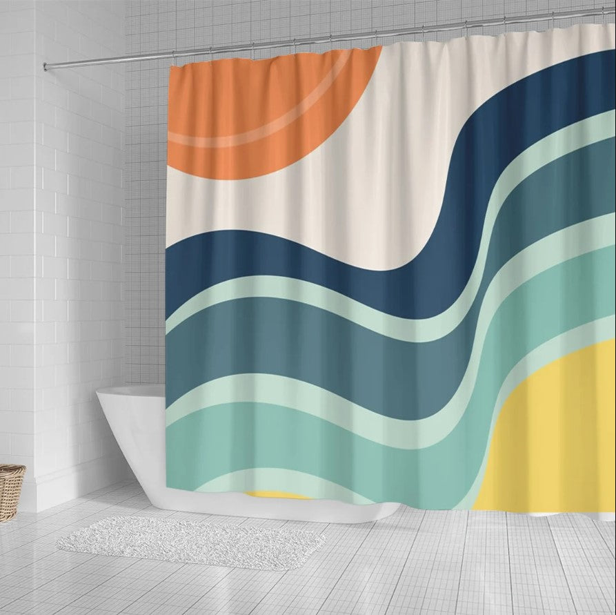 Awesome Abstract Vintage Sunset Art Shower Curtain