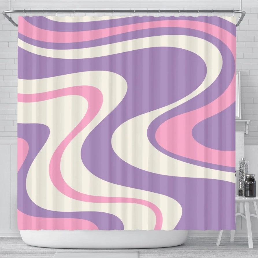 Awesome Retro Wave Colorful Shower Curtain