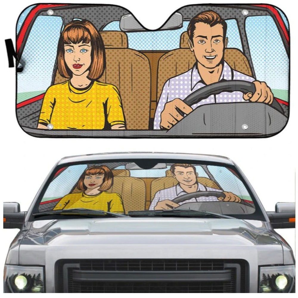 Couple Pop Art Custom Car Auto Sun Shades Windshield Accessories Decor Gift Nearkii