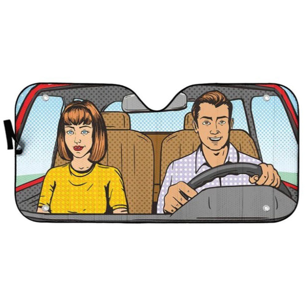 Couple Pop Art Custom Car Auto Sun Shades Windshield Accessories Decor Gift Nearkii