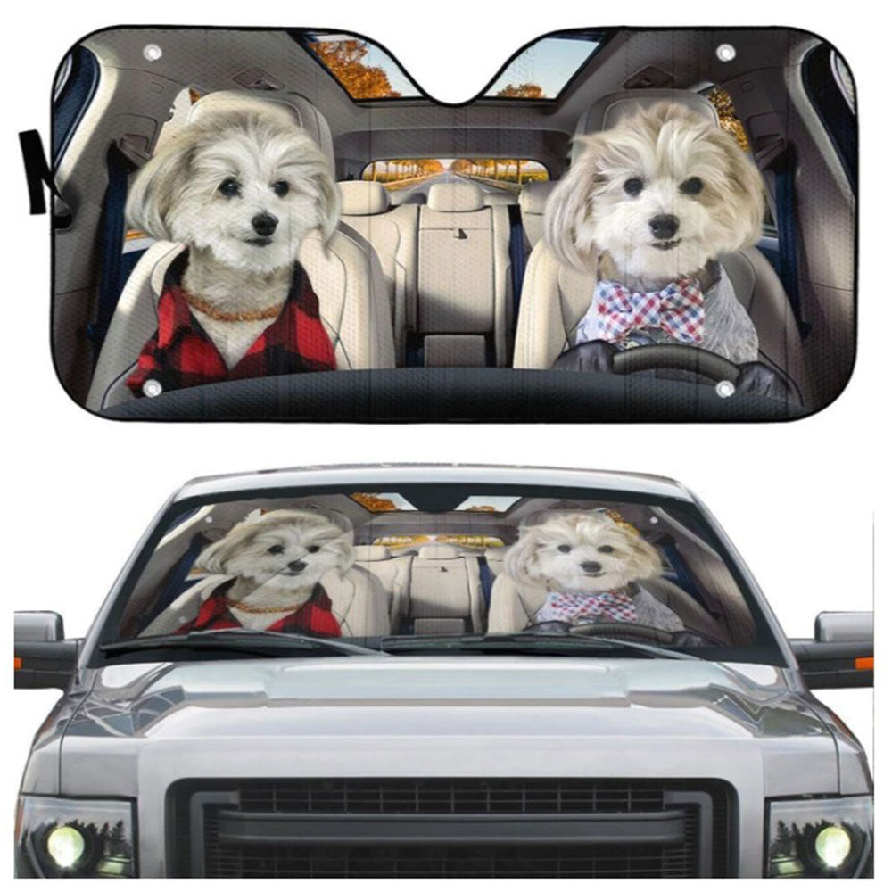 Couple Shih Tzu Puppies Custom Car Auto Sun Shades Windshield Accessories Decor Gift Nearkii