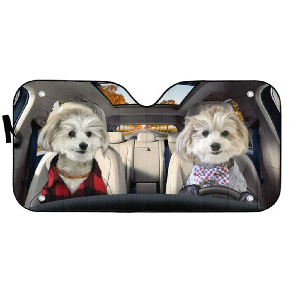 Couple Shih Tzu Puppies Custom Car Auto Sun Shades Windshield Accessories Decor Gift Nearkii