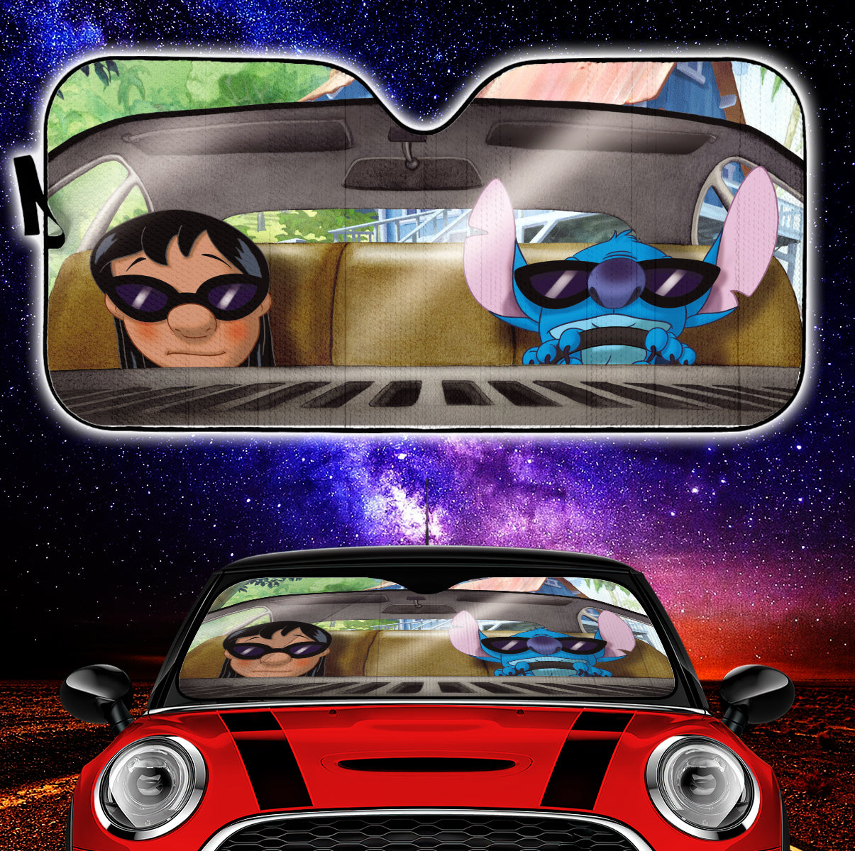 Lilo And Stitch Funny Sunglasses Car Auto Sun Shades Windshield Accessories Decor Gift Nearkii