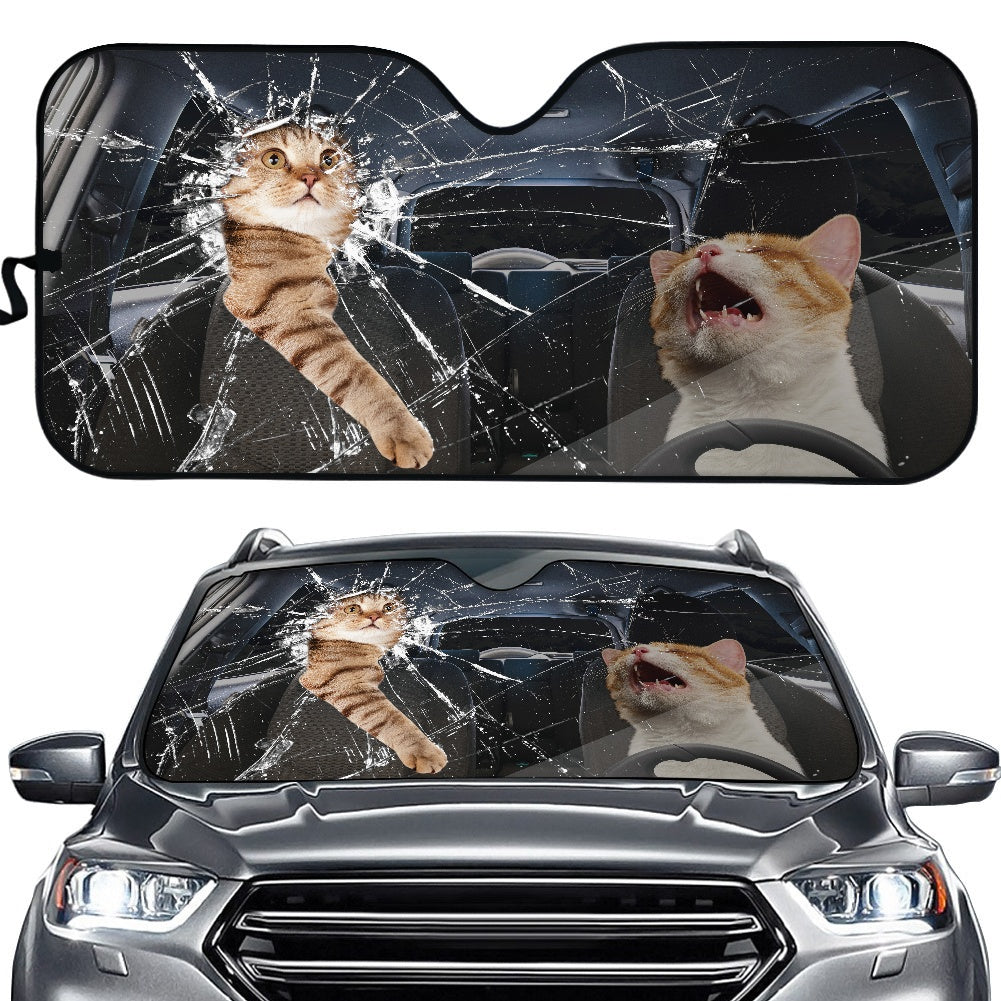 Cat Broke Glass Car Auto Sunshades Nearkii