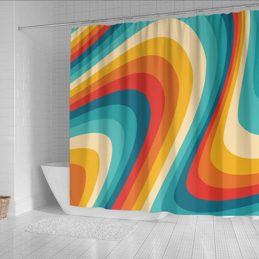 Vintage 70s Retro Wave Shower Curtain