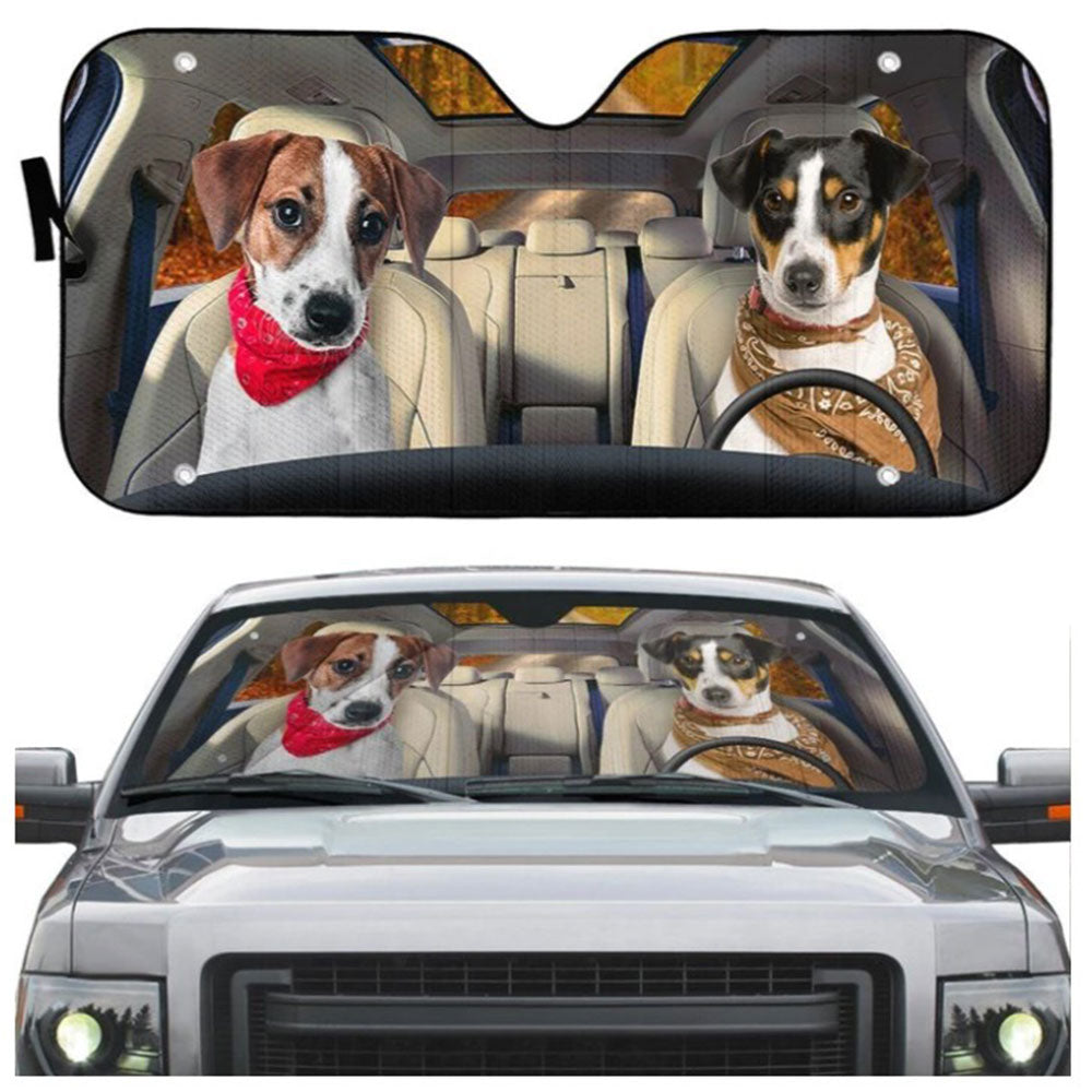 Jack Russell Terrier Couple Dog Car Auto Sun Shades Windshield Accessories Decor Gift Nearkii