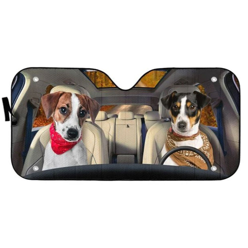 Jack Russell Terrier Couple Dog Car Auto Sun Shades Windshield Accessories Decor Gift Nearkii