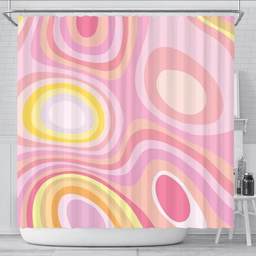 Boho Pink Wave Shower Curtain