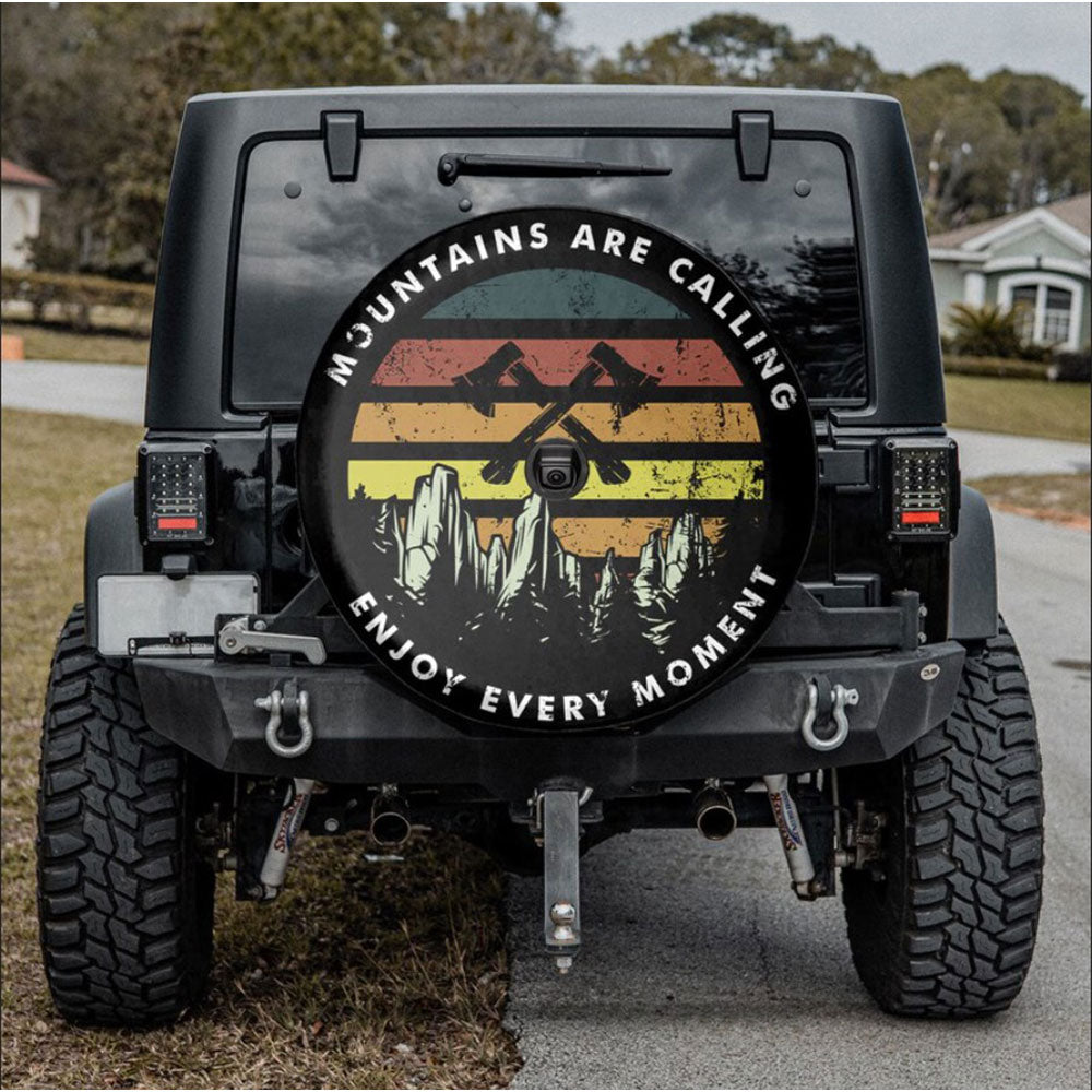 Moutains Are Calling Enjoy Every Moment Car Spare Tire Cover Gift For Campers Nearkii