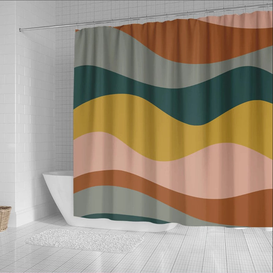 Vintage Retro Wave 70s Shower Curtain