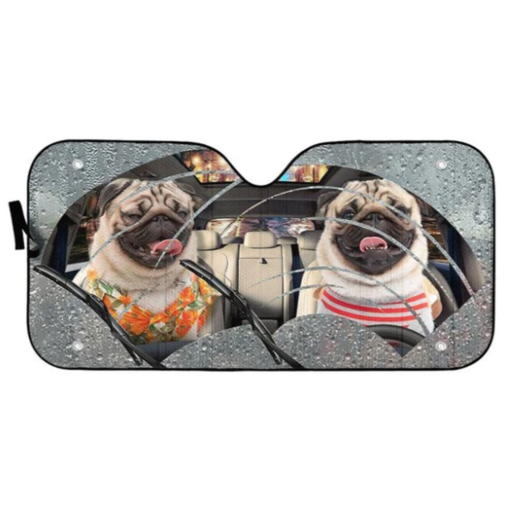 Rain Two Pugs Custom Car Auto Sun Shades Windshield Accessories Decor Gift Nearkii