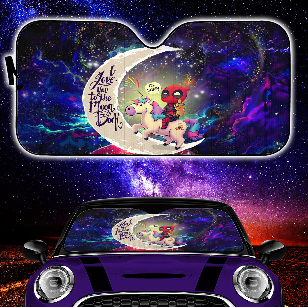 Deadpool Unicorn Love You To The Moon Galaxy Car Auto Sunshades Nearkii